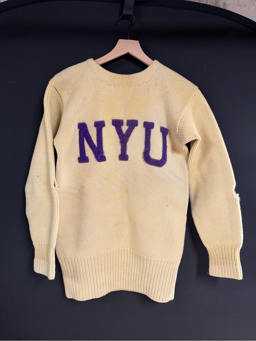 Vintage A.G. Spalding NYU Wool Sweater Purple Letterman Collegiate Antique